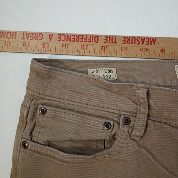 J. Crew 250 Jeans Mens 31/30 (28) Skinny-fit Tan Stretch Twill Faded Dill AZ961 - Picture 9 of 12